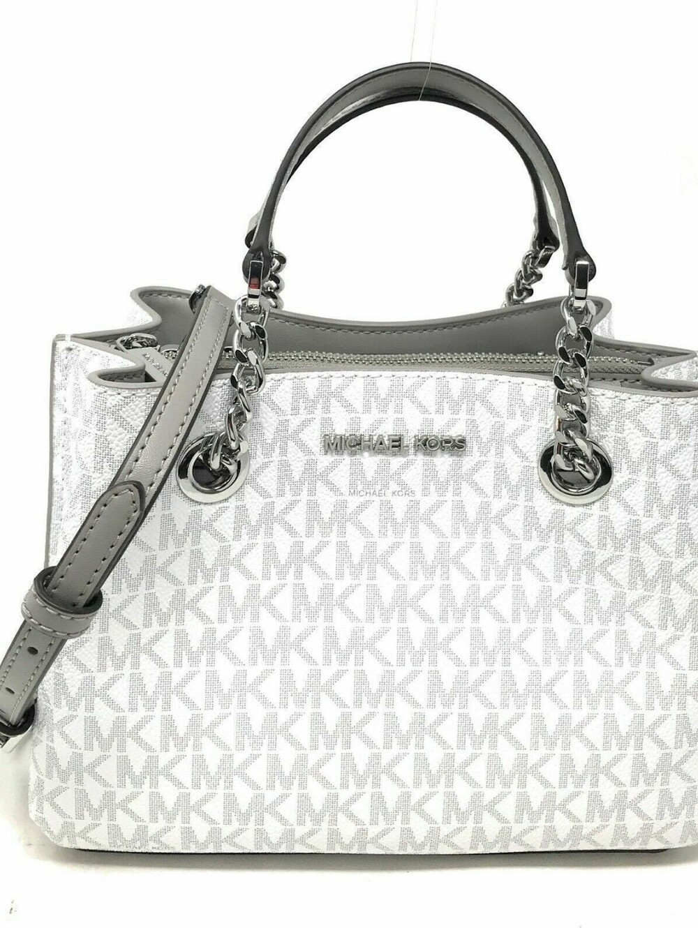 Michael Kors White & Gray Leather Mini Shoulder Bag w/ Crossbody NWOT